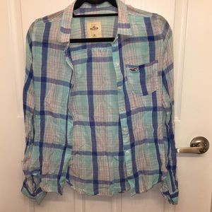 Hollister semi-sheer plaid flannel